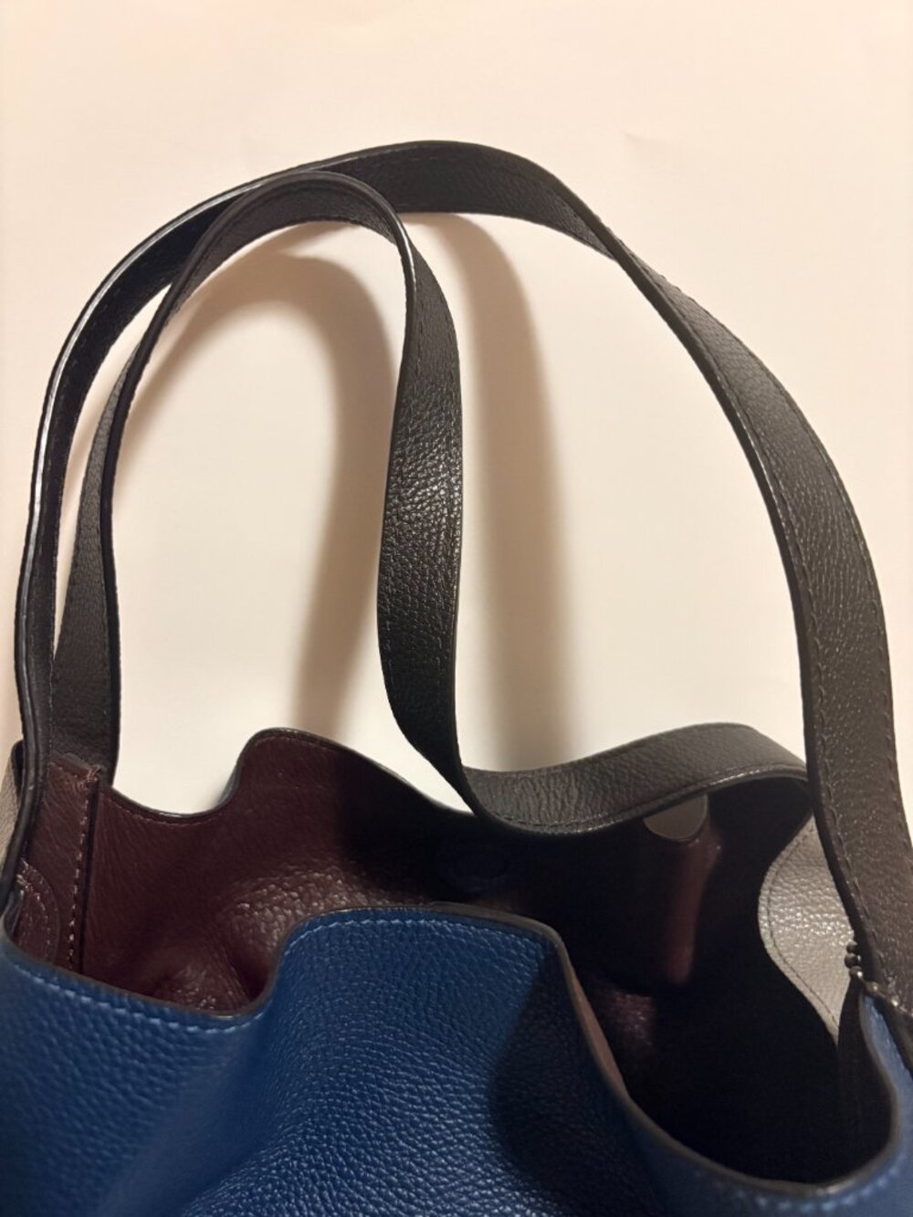 Coach Lori Colorblock Pebbled Leather Shoulder Tote Blue Gray Black NWOT - Picture 5 of 10